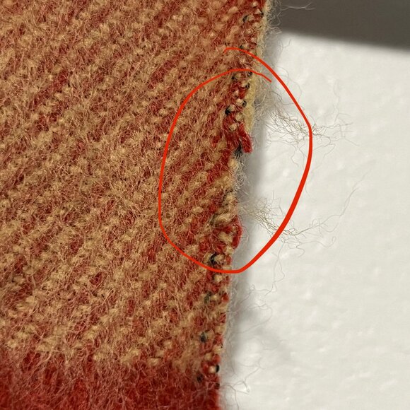 Abraham & Strauss Vintage Brushed Wool Blend Rectangle Scarf Orange Plaid Fall - Picture 9 of 10